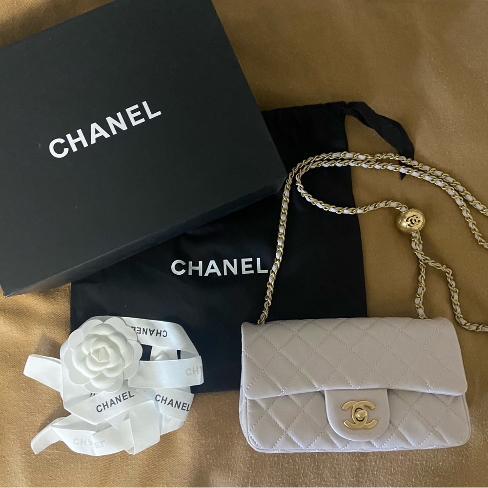 Chanel grey lavender crossbody bag
